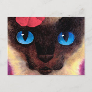 Postal Pintura de Mascota felino de gato siamés - múltipl