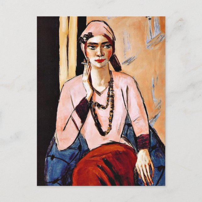 Postal Pintura de Max Beckmann, Quappi en rosa (Anverso)