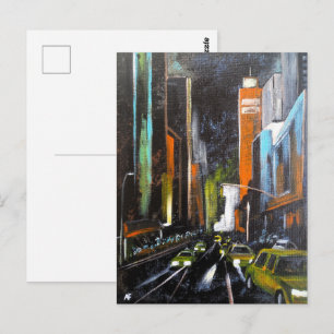 Postal Pintura de medianoche eléctrica de Nueva York - Al
