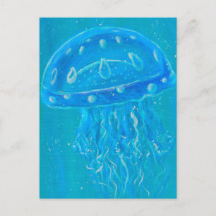 Postal Pintura de Medusa Azul