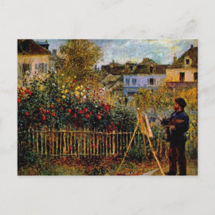Postal Pintura de Monet en su jardín por Claude Monet