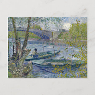 Postal Pintura de muelle de pesca Van Gogh