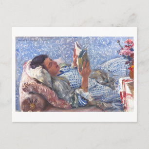 Postal Pintura de Mujer Leyendo