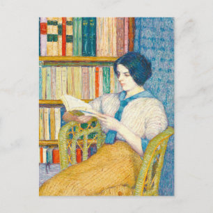 Postal Pintura de Mujer Leyendo