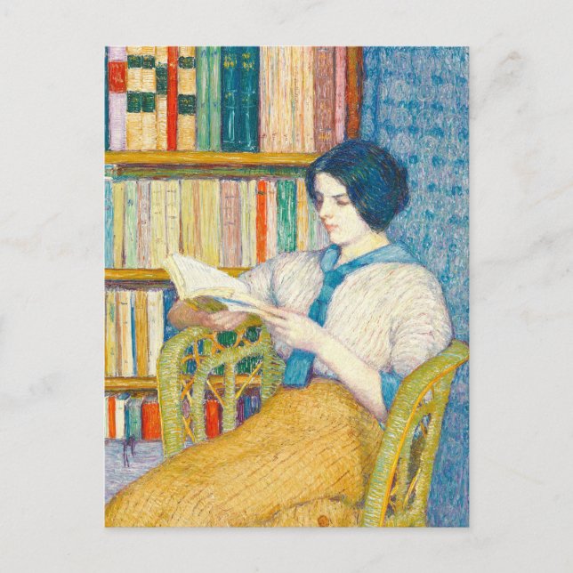 Postal Pintura de Mujer Leyendo (Anverso)