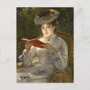 Postal Pintura de Mujer Leyendo
