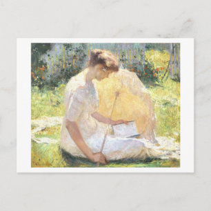 Postal Pintura de Mujer Leyendo