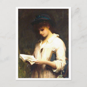 Postal Pintura de Mujer Leyendo