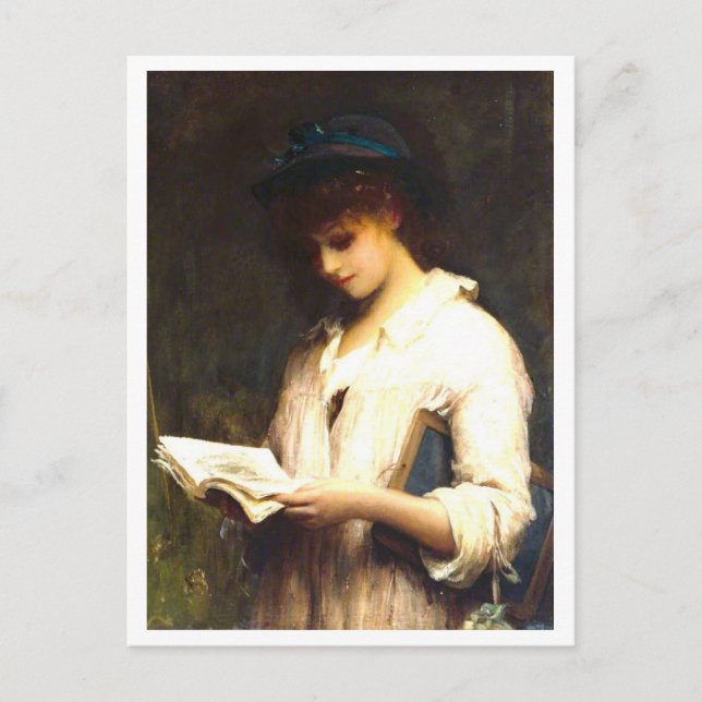 Postal Pintura de Mujer Leyendo (Anverso)