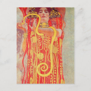 Postal Pintura de mujer roja con serpiente de oro de Gust