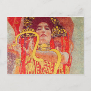 Postal Pintura de mujer roja con serpiente de oro de Gust