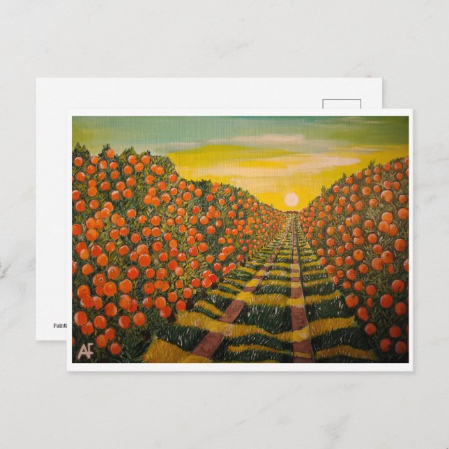 Postal Pintura de Naranjas de Valencia por Alfred Fox (Anverso / Reverso)