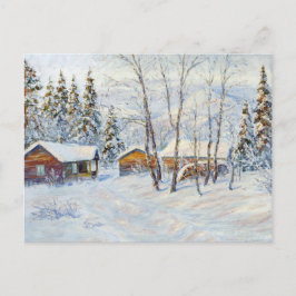 Postal Pintura de Navidades de la granja Winter Mountain