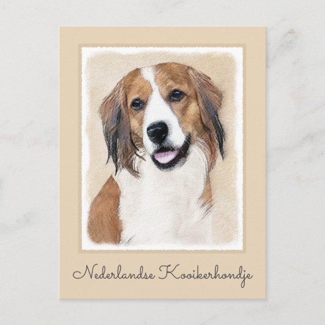 Postal Pintura de Nederlandse Kooikerhondje - Arte de per (Anverso)