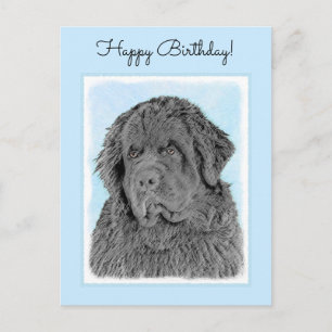 Postal Pintura de Newfoundland - Cute original Dog Art