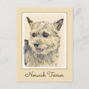 Postal Pintura de Norwich Terrier - Arte de Perro Origina