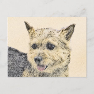 Postal Pintura de Norwich Terrier - Arte de Perro Origina