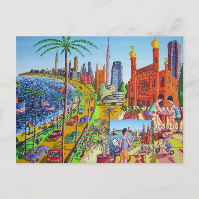 Postal Pintura de Nueva York Raphael Perez (Anverso)