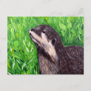 Postal Pintura de nutria de río Little