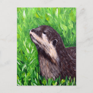 Postal Pintura de nutria de río Little