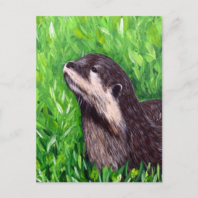 Postal Pintura de nutria de río Little (Anverso)
