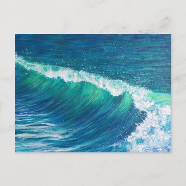 Postal Pintura de olas oceánicas (Anverso)