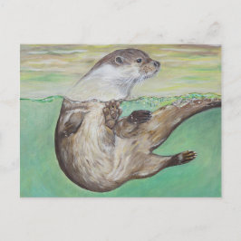 Postal Pintura de orugas de río lúdico