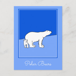 Postal Pintura de oso polar y de cachorro - Arte de vida