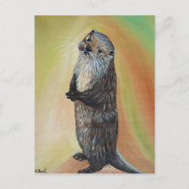 Postal Pintura de Otter de Río Permanente