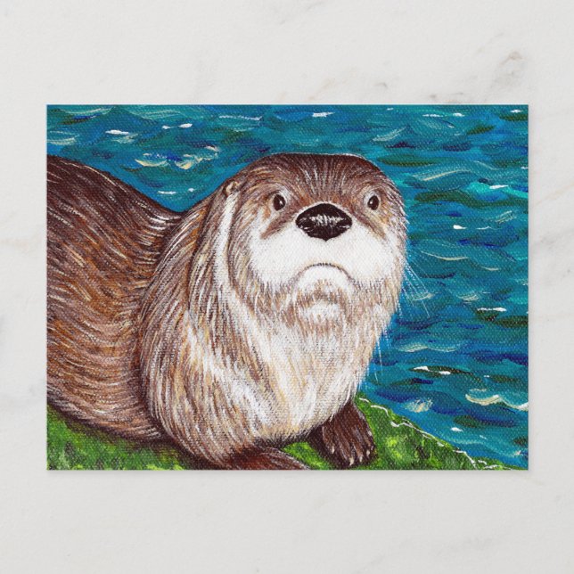 Postal Pintura de Otter en el río Cheeky (Anverso)