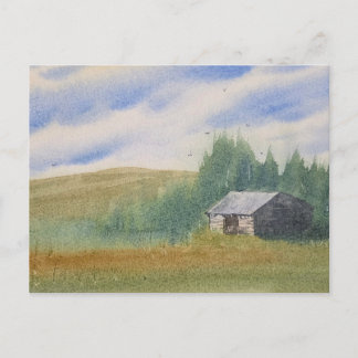 Postal Pintura de paisaje en acuarela
