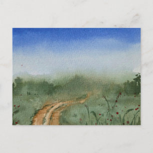 Postal Pintura de paisaje en acuarela
