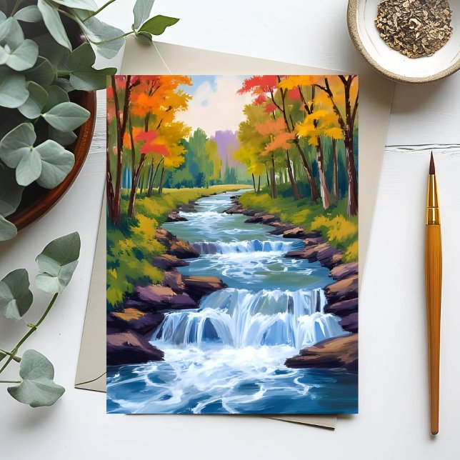 Postal Pintura de paisaje natural de cascada (Subido por el creador)