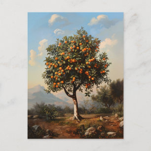 Postal Pintura de paisajes de árbol de Naranja de época