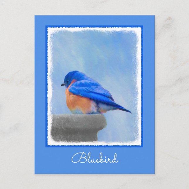 Postal Pintura de pájaro azul - Arte original de aves (Anverso)
