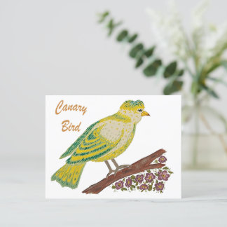 Postal Pintura de pájaro canaria