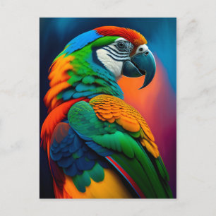 Postal Pintura de pájaro colorido de Macaw Parrot