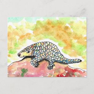 Postal Pintura de Pangolín Adorable