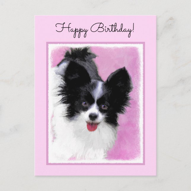 Postal Pintura de Papillon (blanco y negro) - Arte de per (Anverso)