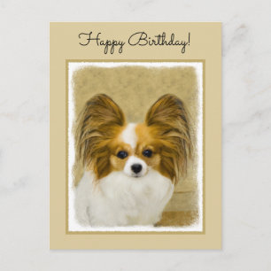 Postal Pintura de Papillon (Hound Tri) - Arte original de