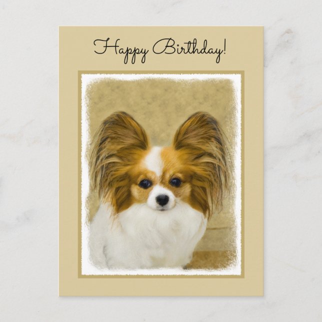 Postal Pintura de Papillon (Hound Tri) - Arte original de (Anverso)