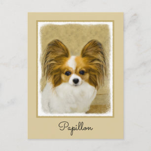 Postal Pintura de Papillon (Hound Tri) - Arte original de