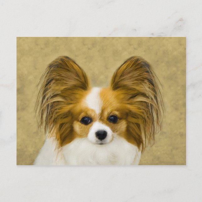 Postal Pintura de Papillon (Hound Tri) - Arte original de (Anverso)
