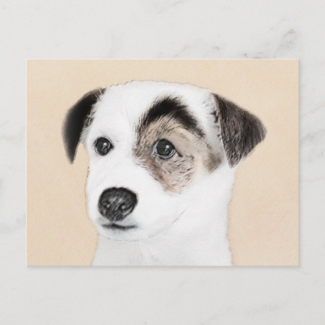 Postal Pintura de Parson Jack Russell Terrier - Arte de P (Anverso)
