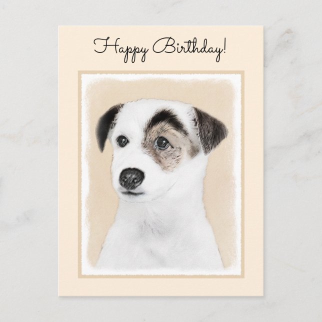 Postal Pintura de Parson Jack Russell Terrier - Arte de P (Anverso)