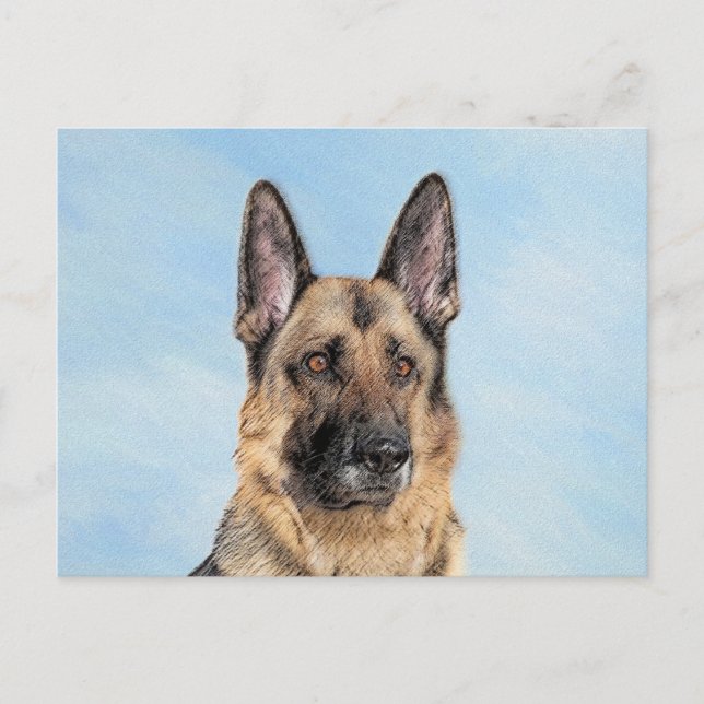 Postal Pintura de pastor alemán - Arte de perro original  (Anverso)