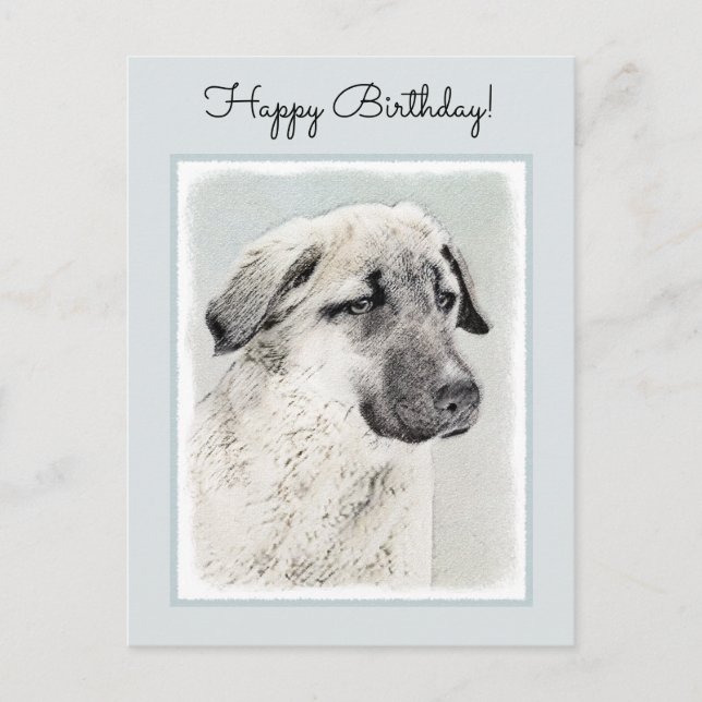 Postal Pintura de pastor anatoliano - Arte de perro origi (Anverso)