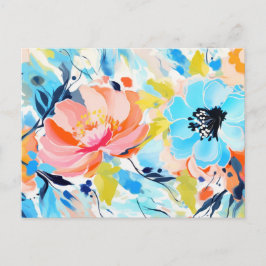 Postal Pintura de patrón floral abstracto