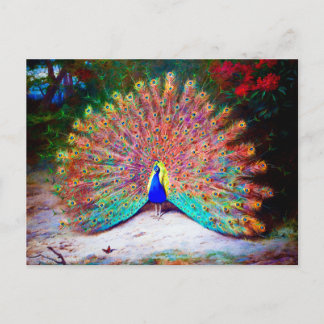 Postal Pintura de pavo real vintage