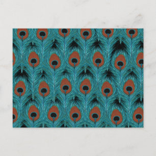 Postal Pintura de Peacock Feather Art Peacocks